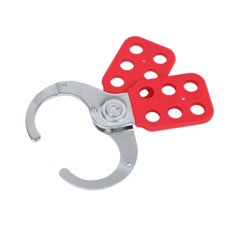 Red Industrial Safety Lockout Hasps Six Hole Steel Lock Steel Hook with Plastic Coated Body Hardware