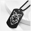 Double Sided Wolf Necklace for Men, Gothic Black Stainless Steel Dog Tag Pendant, Wild Military Tough Man Punk Rock Jewelry