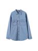 Unisex Washed Denim Long-Sleeve Loose Shirt, Casual Spring/Autumn Outerwear