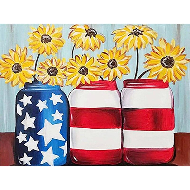 New 5D DIY Diamond Painting Flag Diamond Embroidery Flowers Scenery Cross Stitch Full Round Drill Home Decor Manual Gift
