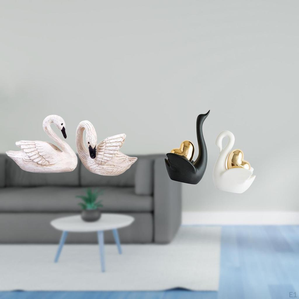 Elegant Resin Swan Sculptures for Home Office Bedroom Living Room Christmas Tabletop Ornament Art