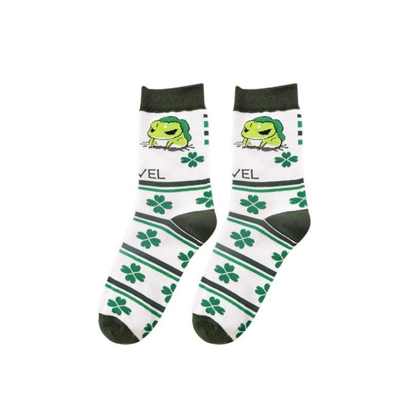 

Женские модные новые хлопковые спортивные носки-трубы Fowa на весну и осень 1 pair темно-зеленого