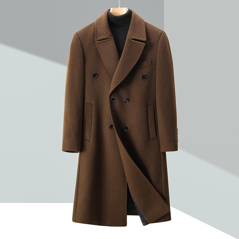 Men`s Long Cashmere Wool Trench Coat
