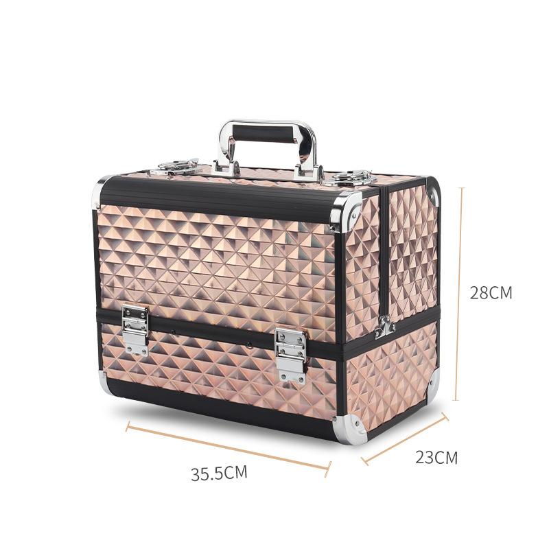

New Aluminum Alloy Handheld Makeup Case with Multi layer Separation for Home Storage Beauty Nail Art and Makeup Suitcase S золотой