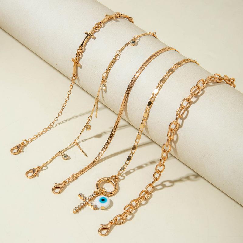 Jewelry Cross Simple Chain Foot Decoration, Eye Pendant Multi-layer Stacked Anklet Wholesale