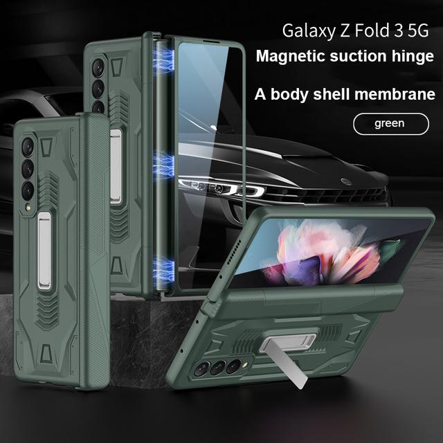 Scharnierhalterung Fall magnetische Rüstung Abdeckung für Samsung Galaxy Z Fold 3 5g Fall eingebauter Bildschirm Kamera Schutz stoßfest Fundas