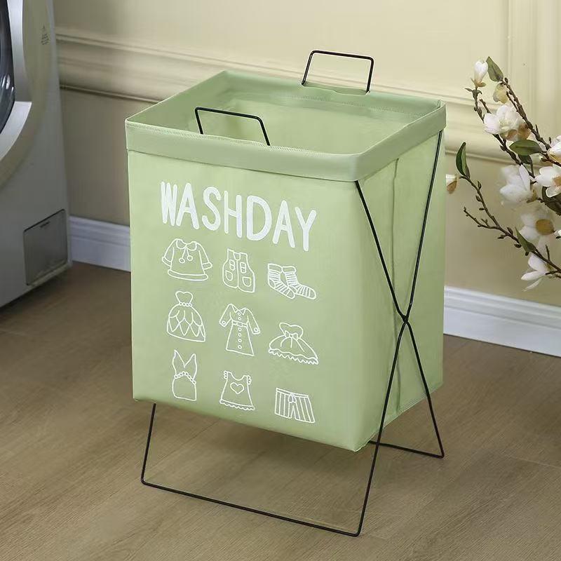 Foldable Steel Frame Laundry & Toy Hamper with Fabric Storage Bag 35x25x55 зелёный