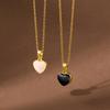 Heart-shaped Enamel Pendant Necklace: Light Luxury, Fresh Style, LUCKY Stainless Steel 18K Clavicle Necklace for Women