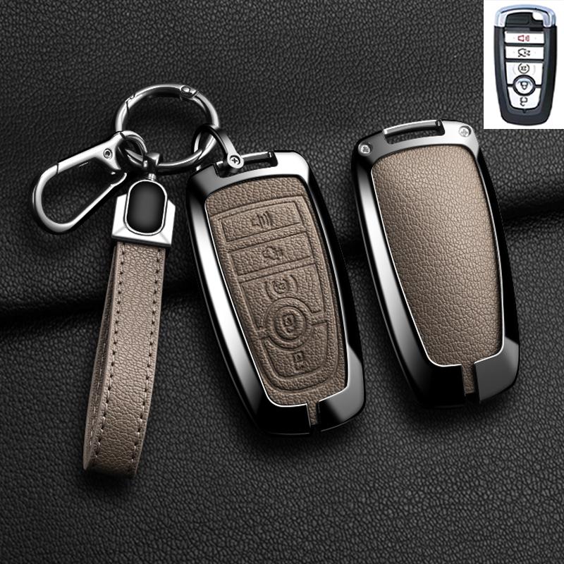 Zinc Alloy Leather For Lincoln Corsair Nautilus Aviator Navigator Continental Car Key Case Shell Keychain Keyring Car Key Cover