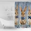Spring Pastoral Easter Rabbit Bathroom Shower Curtain Artistic Colorful Bath Rug Decoration for Home Decor