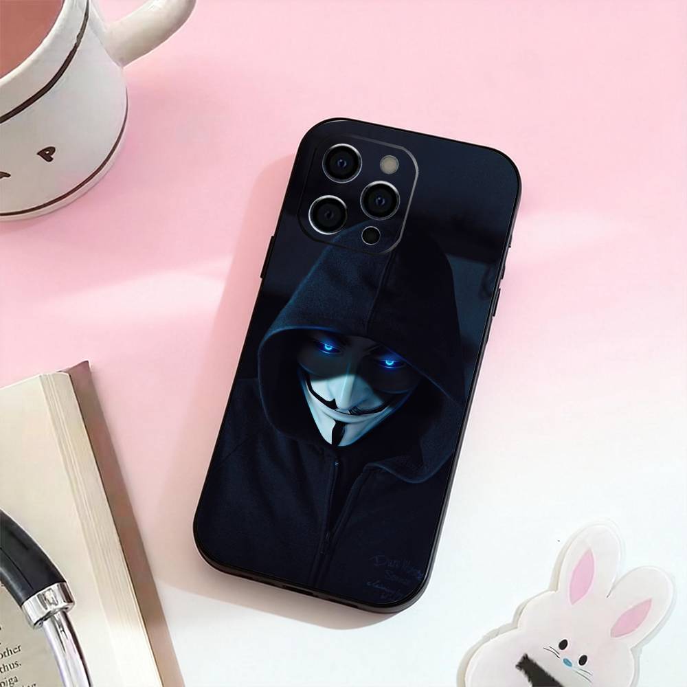 A-Anonymous Hacker   Phone Case For iPhone 17,16,15,14,13,12,11 Plus,Pro Max,Soft Silicone Black Cover