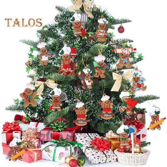 8/15/16st Juldekorationer Matlagning Pepparkakor Man Hus Hängande dekoration Holiday Trädhänge för hem Öppen spis Fönsterdekor