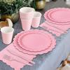 Vintage Floral Tableware Set Disposable Scalloped Edge Eco-Friendly Pink Paper Plates  Wedding