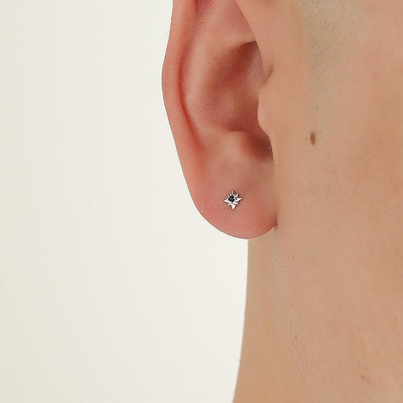 

Серьги-пусеты из стерлингового серебра в виде восьмиконечной звезды для мужчин и женщин - Удобный дизайн для повседневной носки