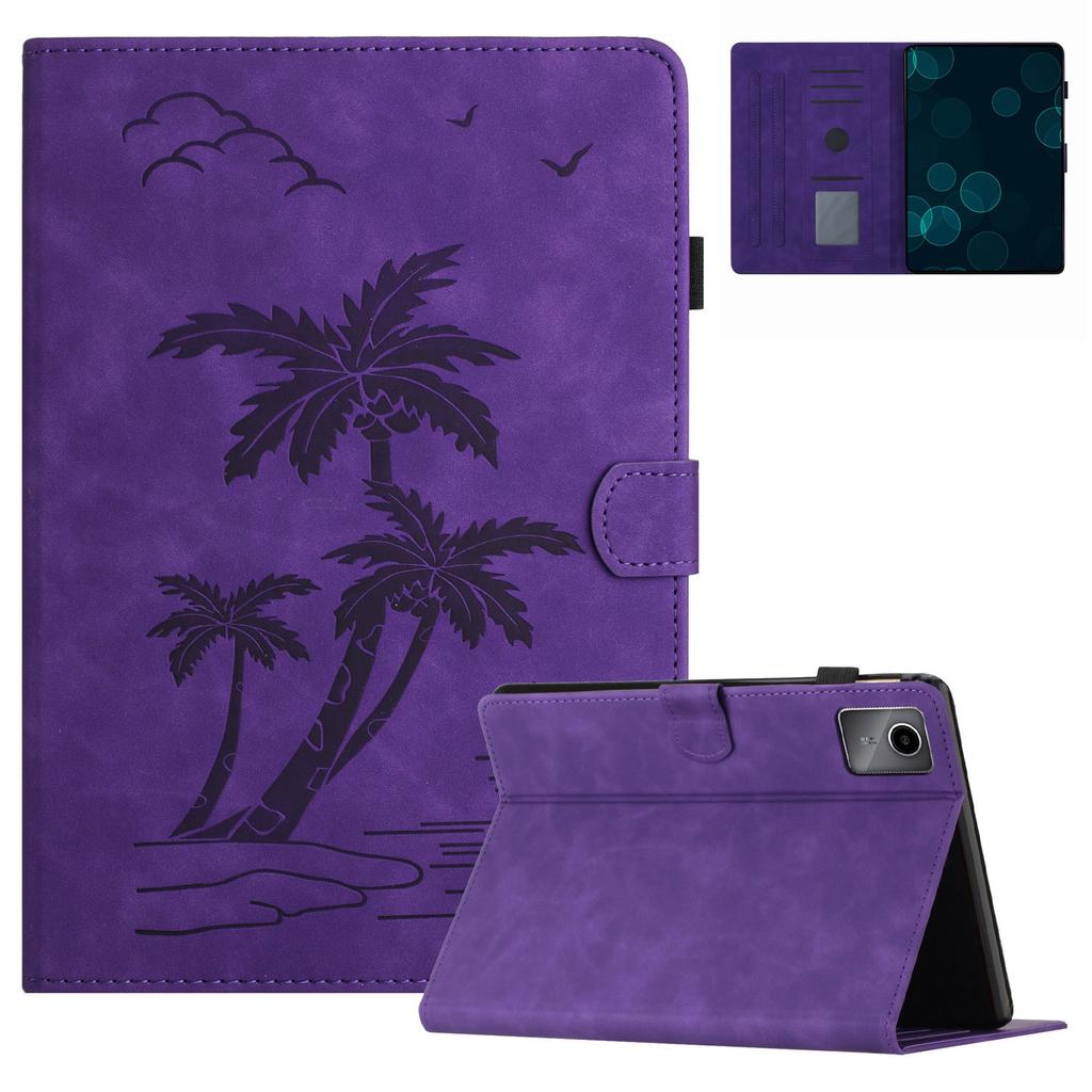 For Lenovo Tab M11/Xiaoxin Pad 11 2024 TB-331FC Tablet Case Coconut Tree Imprinted Card Holder Leather Cover