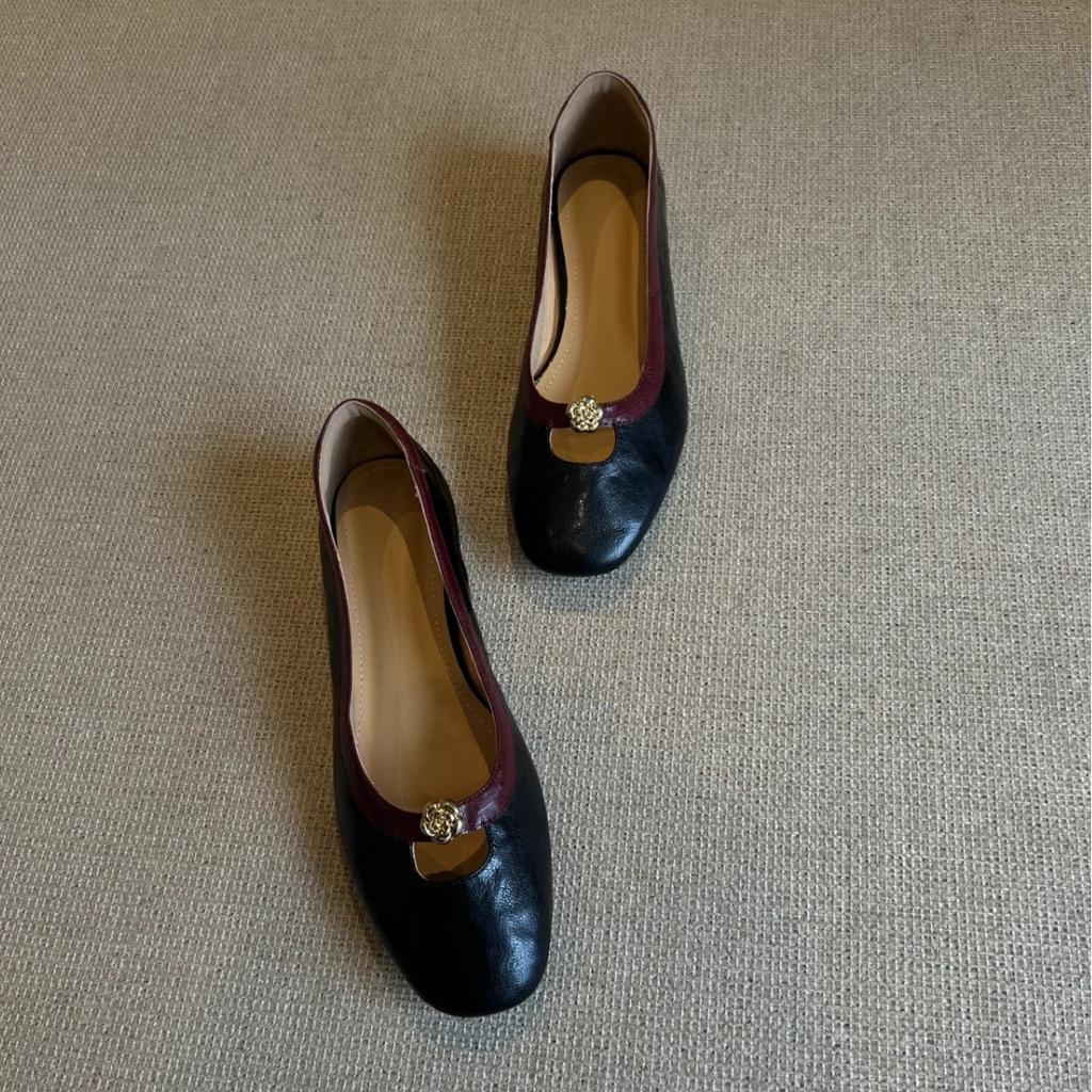 Fashion Flat Shoes for Women 2025 Spring and Autumn French Retro Shallow Mouth Round Toe Mary Jane Shoes Ladies Loafers Women