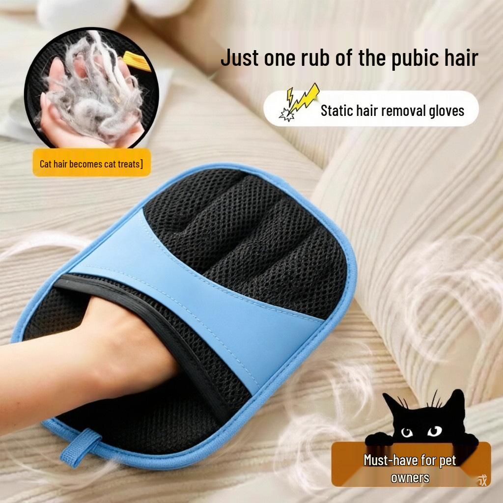 Double-Sided Pet Hair Removal Gloves for Sofa & Carpet - Static Bristles for Cats & Dogs