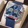 POEDAGAR Luxury Man Watch Electronic Square LED Alarm Chronograph Men's Watches Week Date Dual Time Display Men Quartz Clock