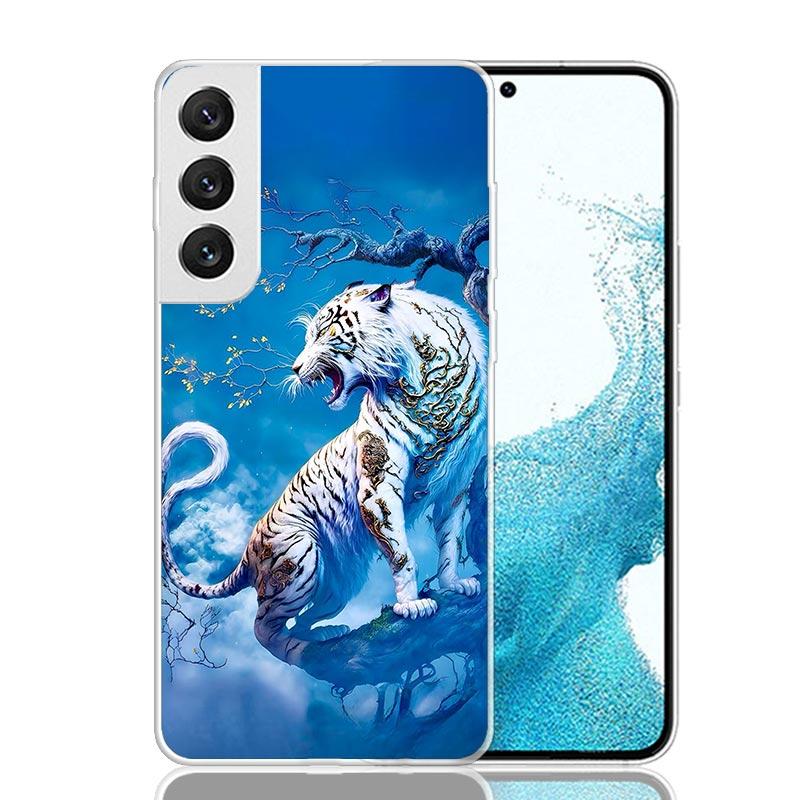 Ferocious Tiger Animal Phone Case For Samsung Galaxy S25 S24 S23 S22 S21 FE S20 Ultra S10 Plus Art Customized Coque Capa S24 S23