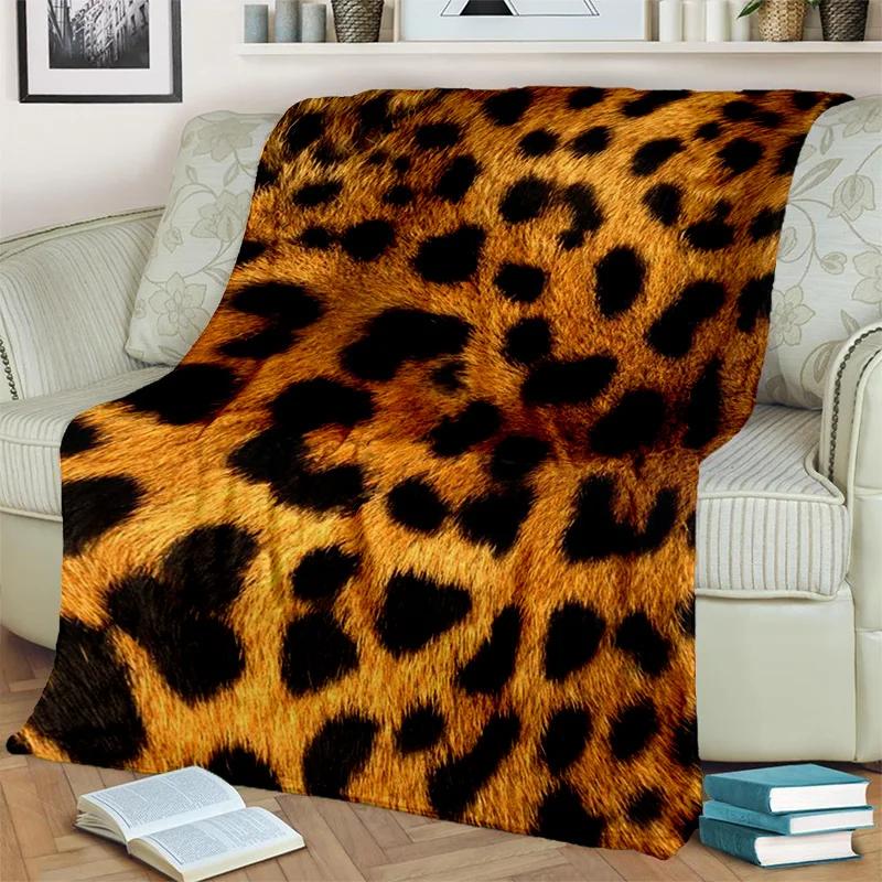 3D Wild Leopard Stripe Print Series Blanket,Soft Throw Blanket for Home Bedroom Bed Sofa Picnic Travel Office Cover Blanket Kids