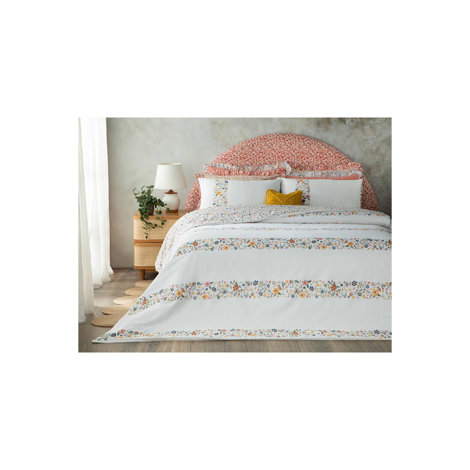 

Комплект двойного хлопкового пододеяльника Bloomy Lines 200x220 см, желтый