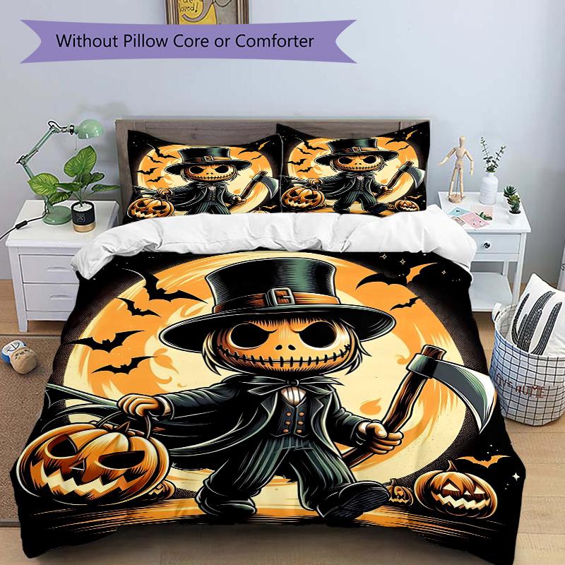 

3pcs Halloween Demon Quilt Set - Soft and Comfortable Bedroom, Guest Room and Dorm Decor Bedding Set N046 135x200cm