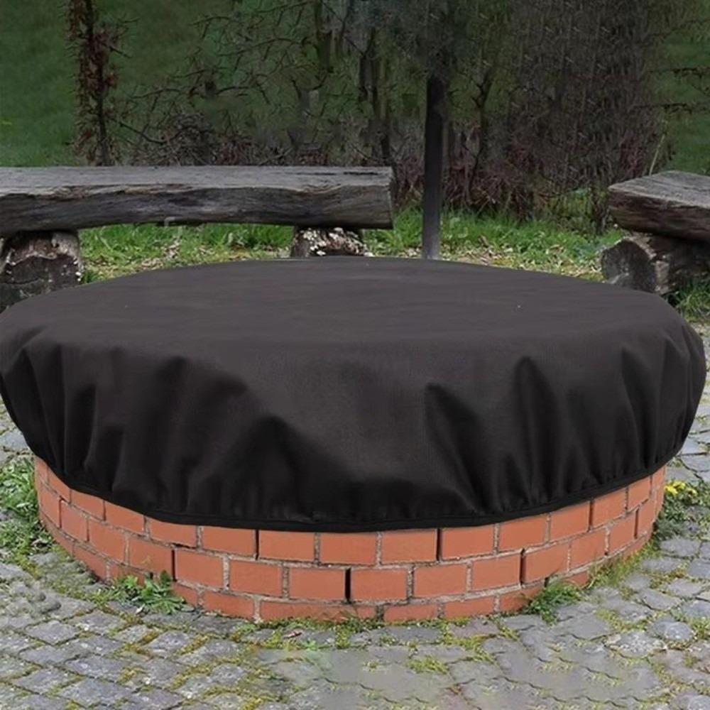 Weather Resistant Firepit Cover Waterproof Outdoor Fireplace Cover  Built-in Stone Firepits