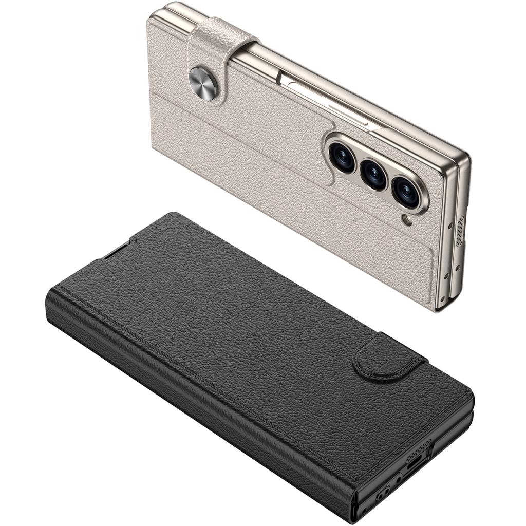 Luxury PU Leather Phone Cover for Samsung Galaxy Z Fold 6 Case with Screen Protector Support Function