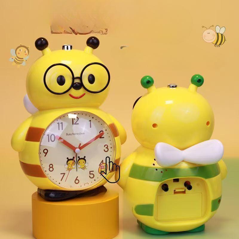 Cartoon Alarm Clock Student Uses Cute Multifunctional Silent Bedside Luminous Lazy Person Can Talk Yellow Bee Children's Alarm Clock