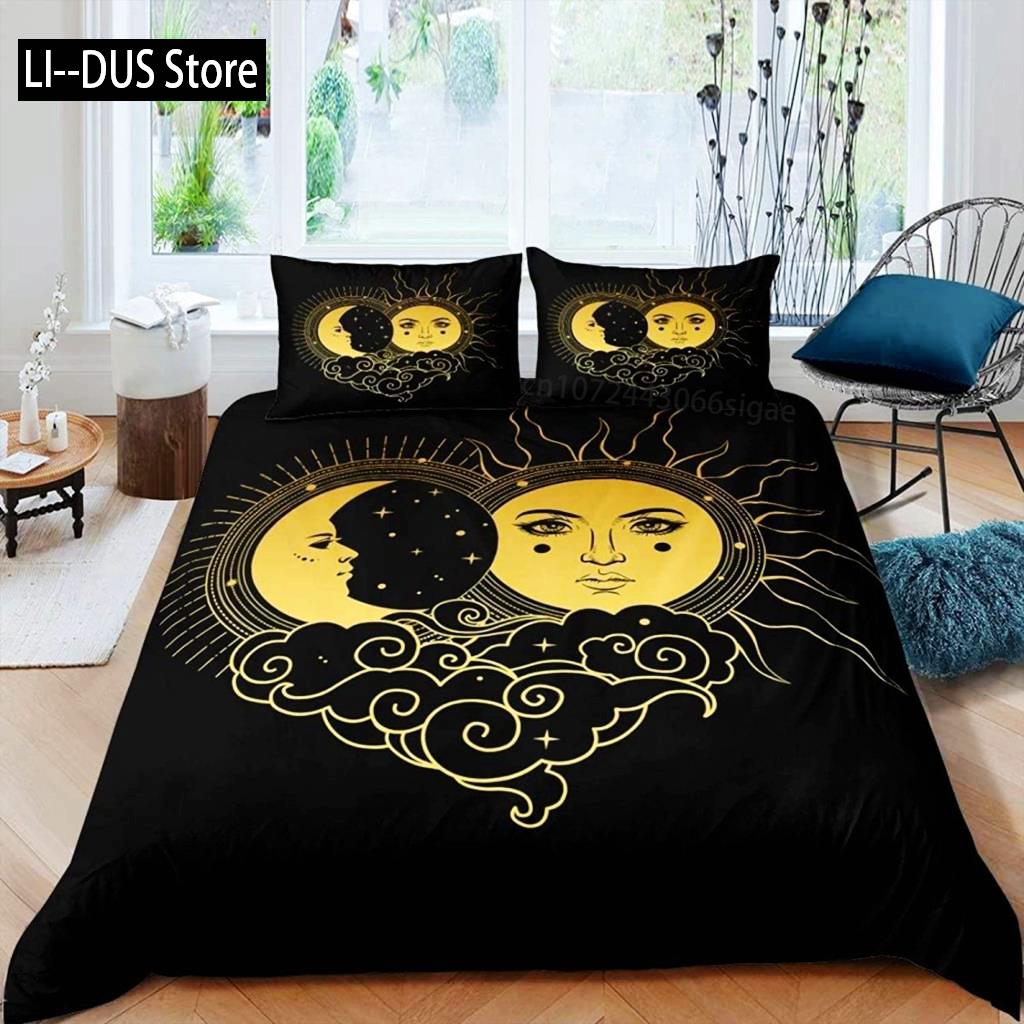 Mandala povlak na peřinu Žluté Slunce Měsíc Bohemský Exotický Dvoulůžkový povlečení Sada Povlečení Pro Teenagery Polyester Dvojité Královna Král Povlak na přikrývku