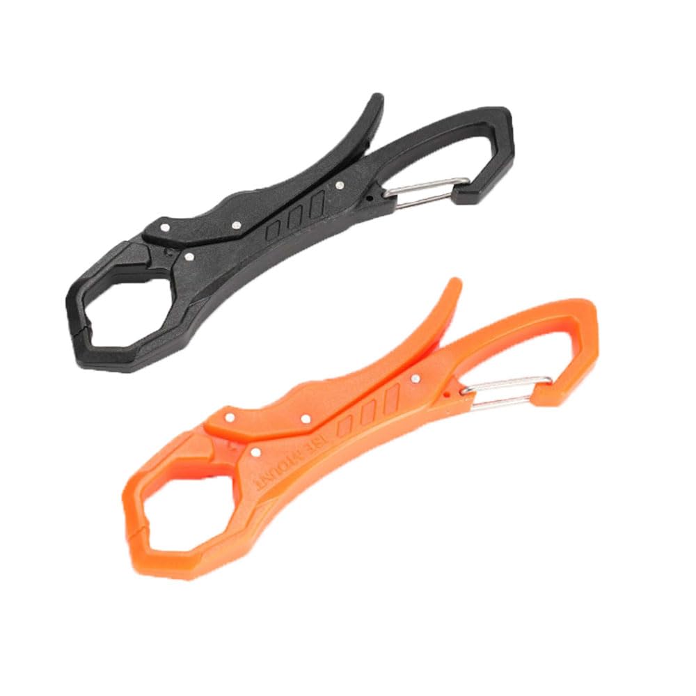 

2-Piece Multifunctional Fish Grip, Portable Fishing Pliers, Powerful, Non-Slip, Animal Teeth Design, Fishing Tackle (Black & Orange)