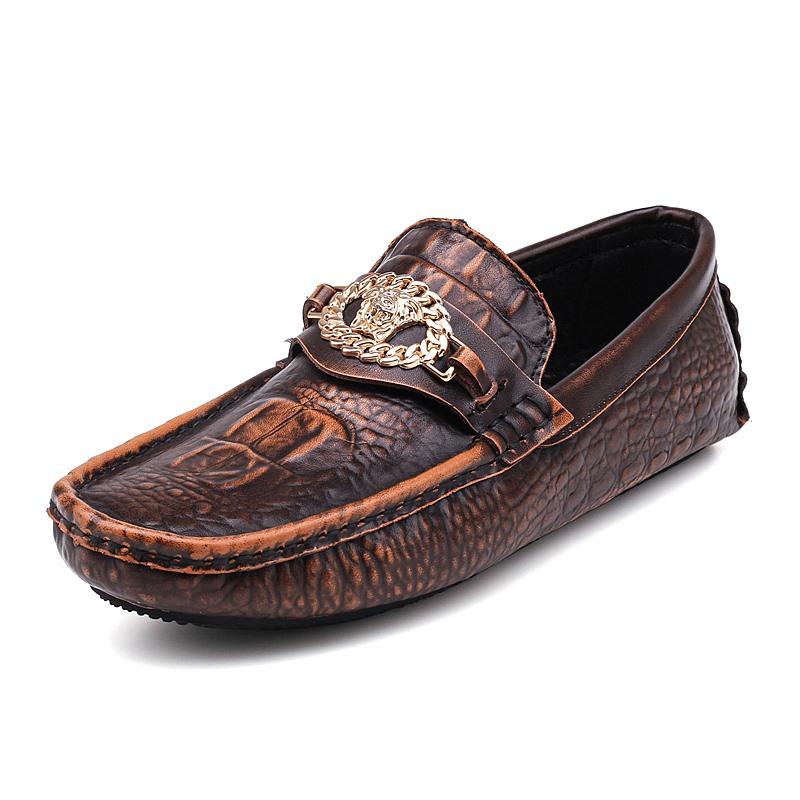Pantofi Retro Roșii de Bărbați din Crocodil, Lucrați Manual, de Lux, din Piele Naturală Autentică, Pantofi Formali Loafers pentru Bărbați, Mocasini Italieni, Pantofi de Condus pentru Bărbați