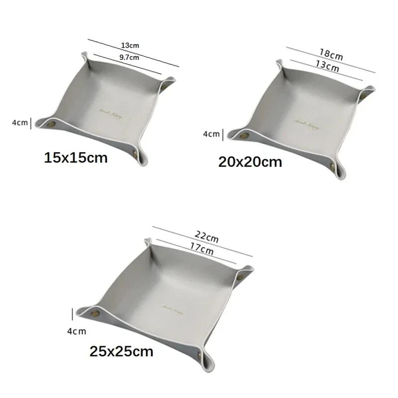 Foldable PU Leather Storage Box Desktop Cosmetic Jewelry Storage Tray Home Office Keys Coins Storage Organizer