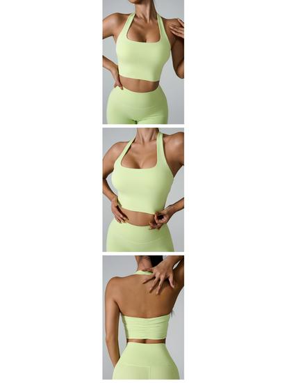 Gränsöverskridande sportbehå med halterneck: Godisfärgade Yoga- och Löpningskläder för Fitness