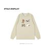 Retro Japanese Cartoon Cat Print Long Sleeve T-Shirt - Pure Cotton