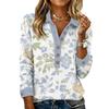 Women's Retro Street Lazy V,neck Long Sleeve Button Floral Print Pullover Top