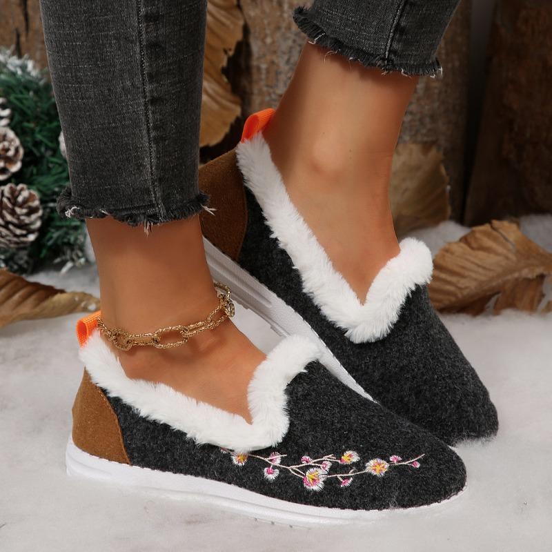 New Large-sized Fleece Low-top Single-shoe Women's Flat Cotton Shoes