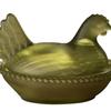 Yousheng Chicken Shaped Candy Dish Hen On Nest Glass Candy Bowl with Lid Farmhouse Egg Tray Dessert Plate Snack Bowl for Party Treats Home Tabletop