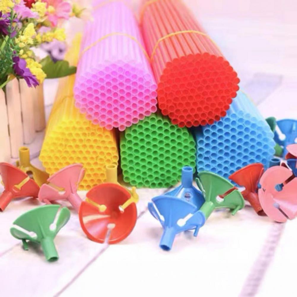 100 Pcs Balloon Sticks Plastic Balloon Sticks Holders with Cups for Anniversary Birthday Christmas Party Wedding Decoration