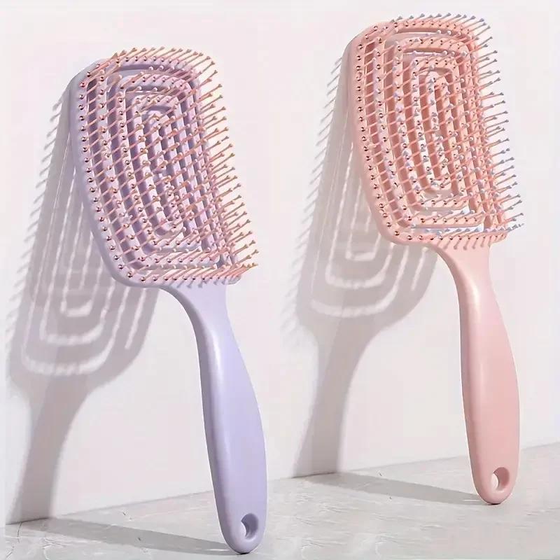 

Puffy High Crown Durable Hairdressing Comb Cleaning Styling and Massaging Functions, Cushion Flat Brush, Scalp Massage Brush. фиолетовый