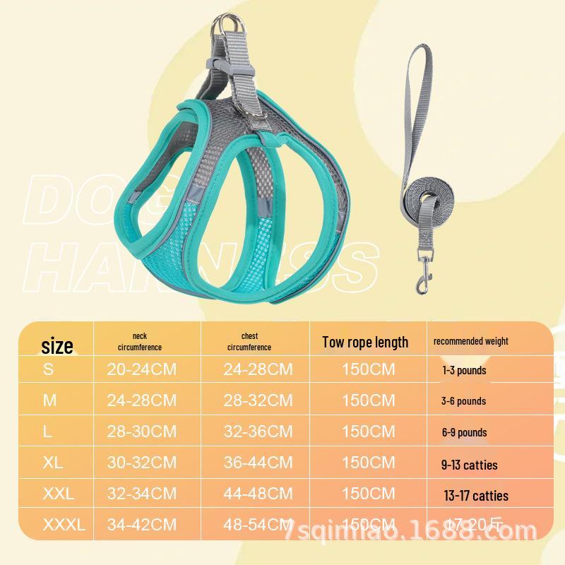 Reflective Vest-Style Pet Harness with Leash - Breathable for Cats & Dogs