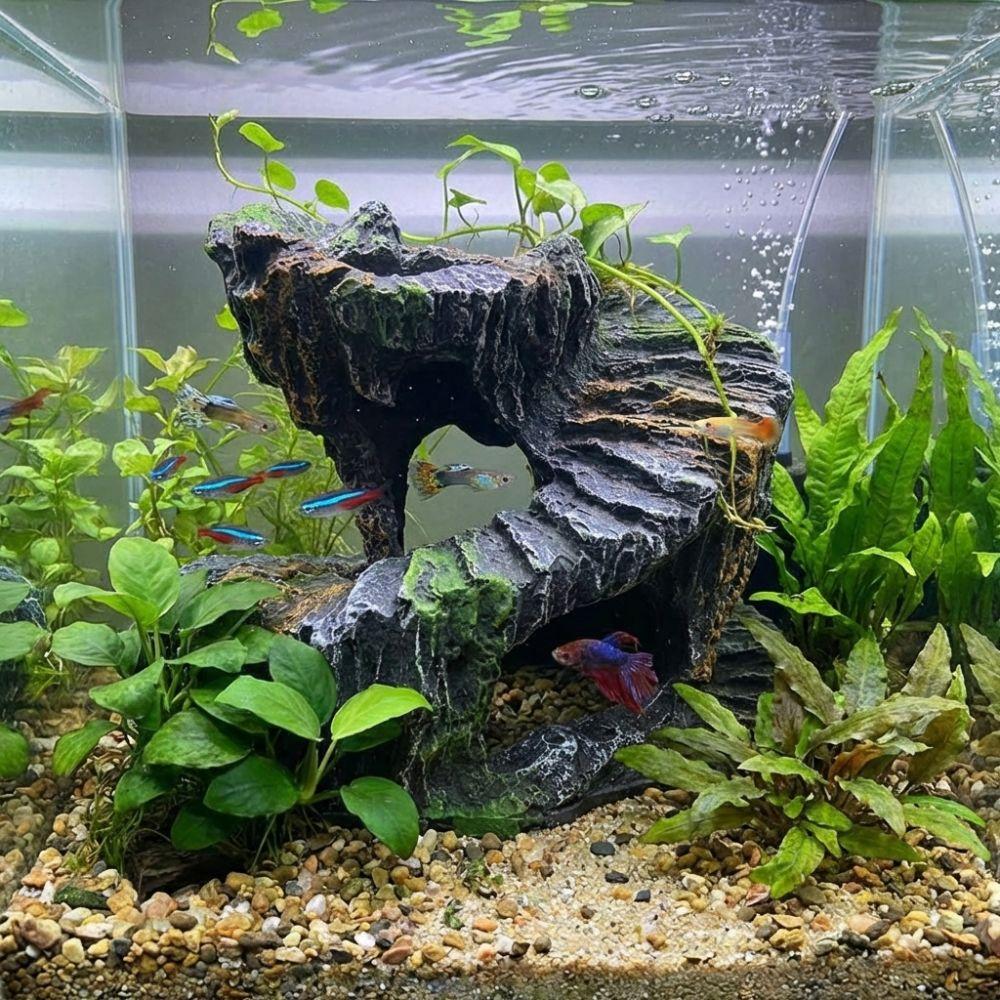 Non-Toxic Turtle Basking Platform Resin Reptile Hiding Cave Artificial Rock Cave  Reptile Habitats