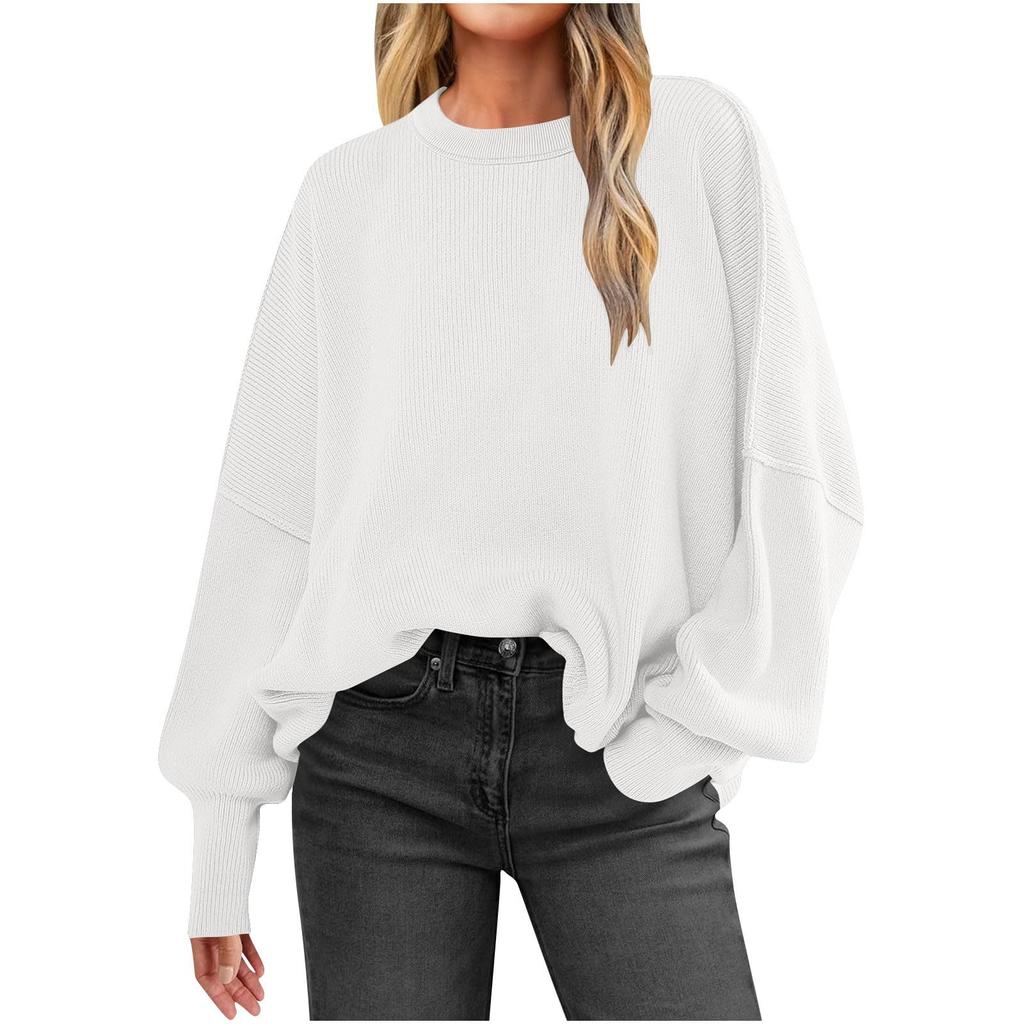 Sleeve Sweaters For Women Casual Crewneck Knitted Fall Winter Loose Pullover Cute Sweater Tops