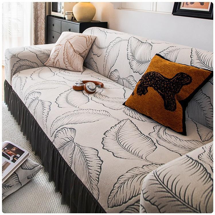 Printed Skirt Sofa Cover Anti Cat Scratch All Season Sofa Cover All Inclusive New Dust Cover