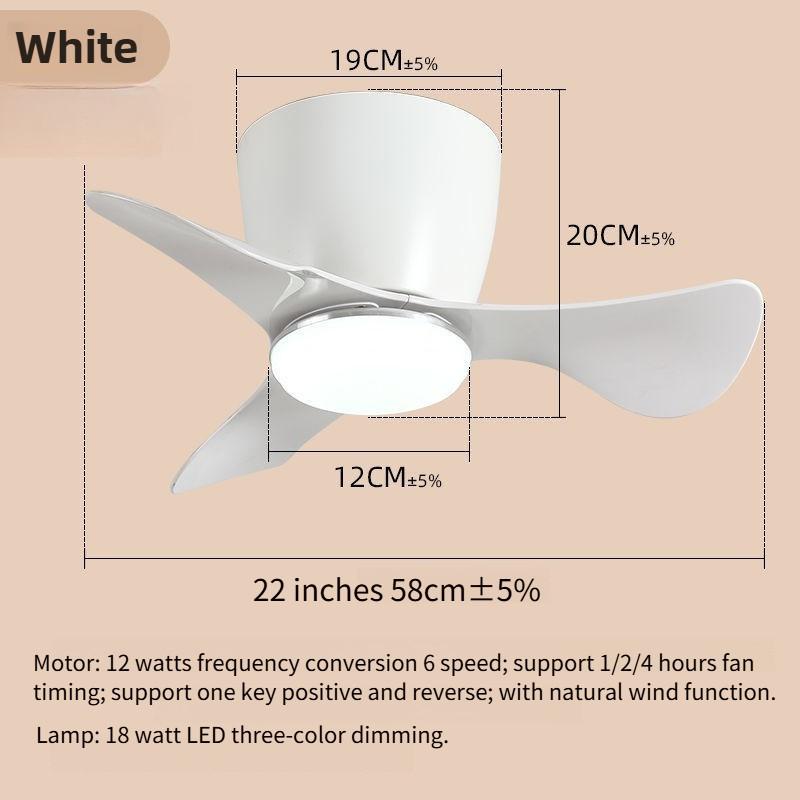 6-speed Mini 22 Inch LED Ceiling Fan With Light Household Inverter Ceiling Fan Lamp Adjustable Electric Ceiling Fan Light