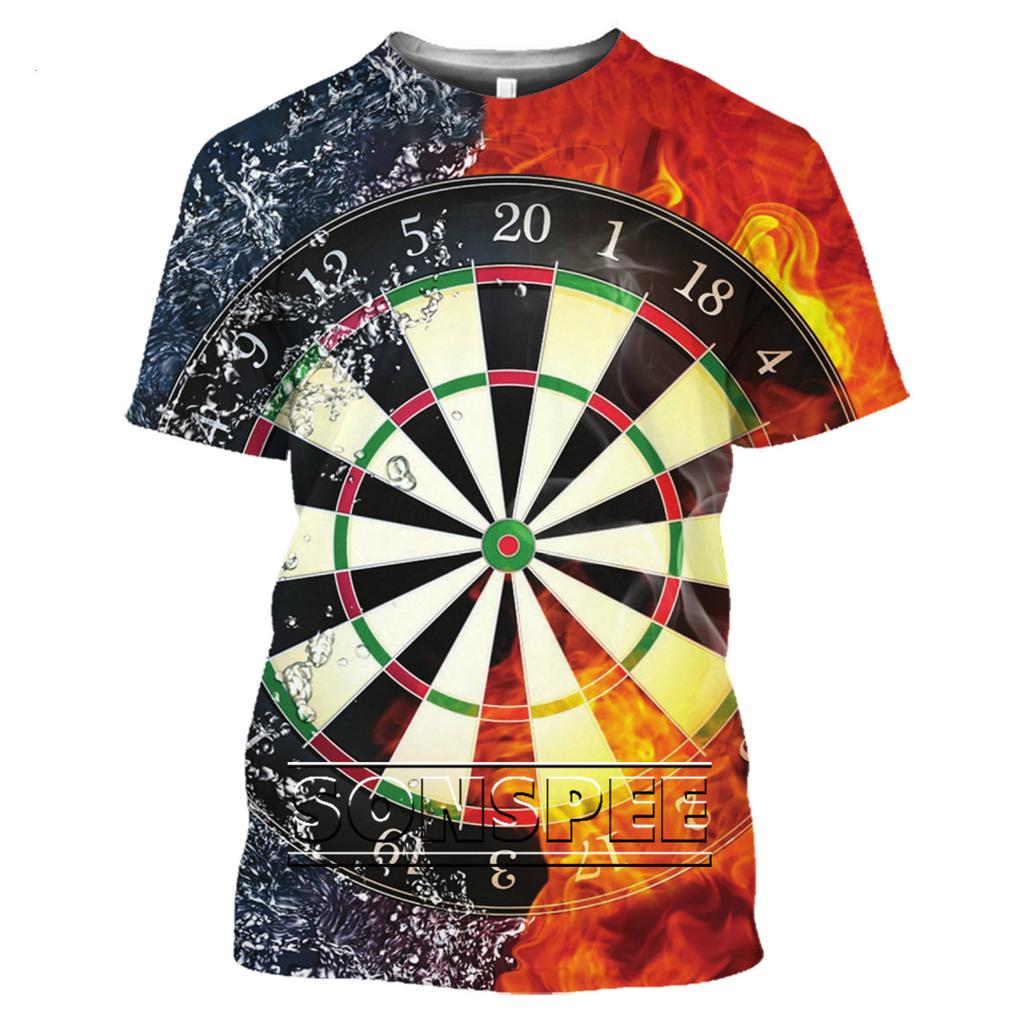 Men's Trend Short Sleeve Sports 3D Shirt Bottoming Shirt Darts Bet Personality Street Wild Top T-Shirt Fashion