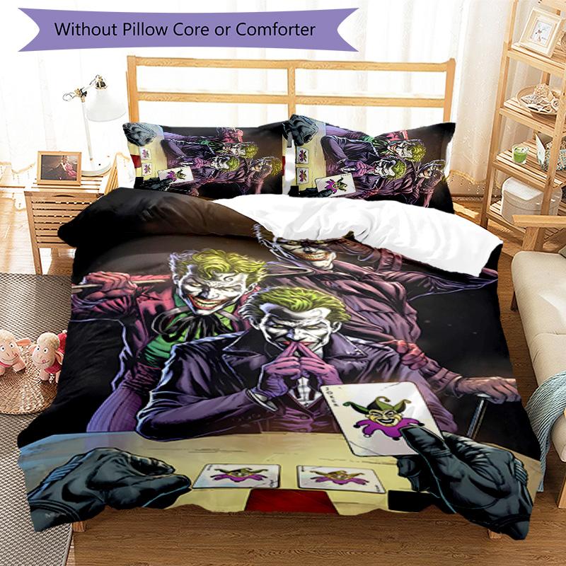 3pcs Joker pattern bedding set duvet cover set includes duvet cover &pillowcases, perfect all season bedroom decoration & gift