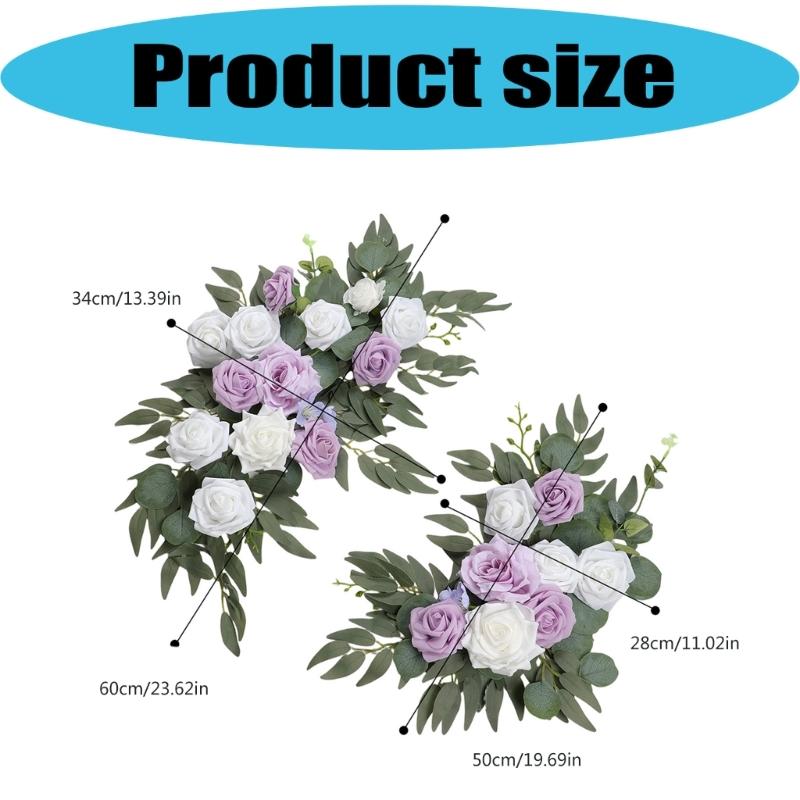 2Pcs Artificial Flower Swag for Wedding Reception Backdrops Sweetheart Table Wedding Welcome Sign Flower Decoration