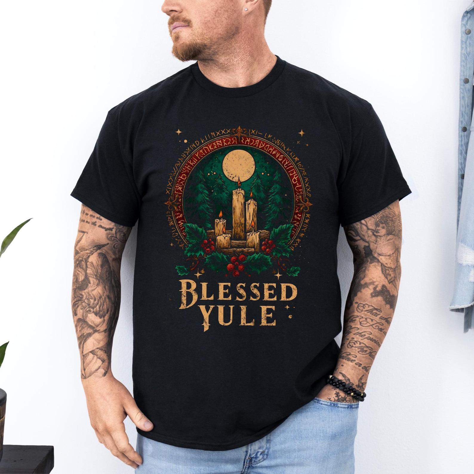 Blessed Yule Shirt: Pagan Winter Solstice T-Shirt, Wiccan Witchy Tee M