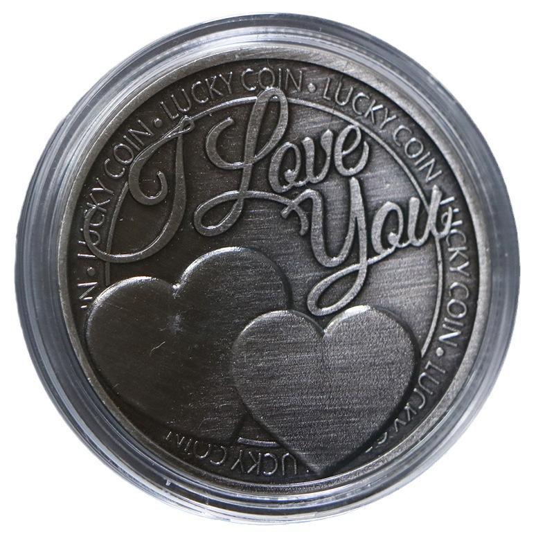 I Love You Confession Coin: Four-Leaf Clover Silver Coin Toy for Treasure Hunt & Gift